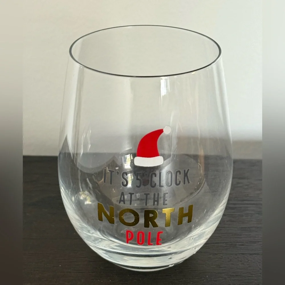 Holiday Boutique Its 5' Clock At The North Pole Christmas Wine Glass
